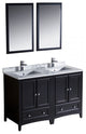 Fresca Oxford 48" Espresso Traditional Double Sink Bathroom Vanity