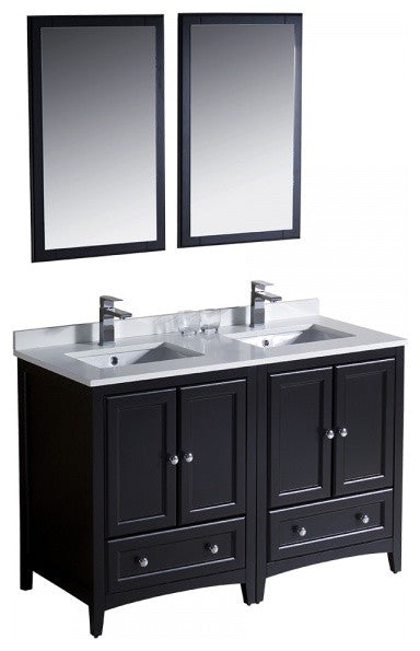 Fresca Oxford 48" Espresso Traditional Double Sink Bathroom Vanity