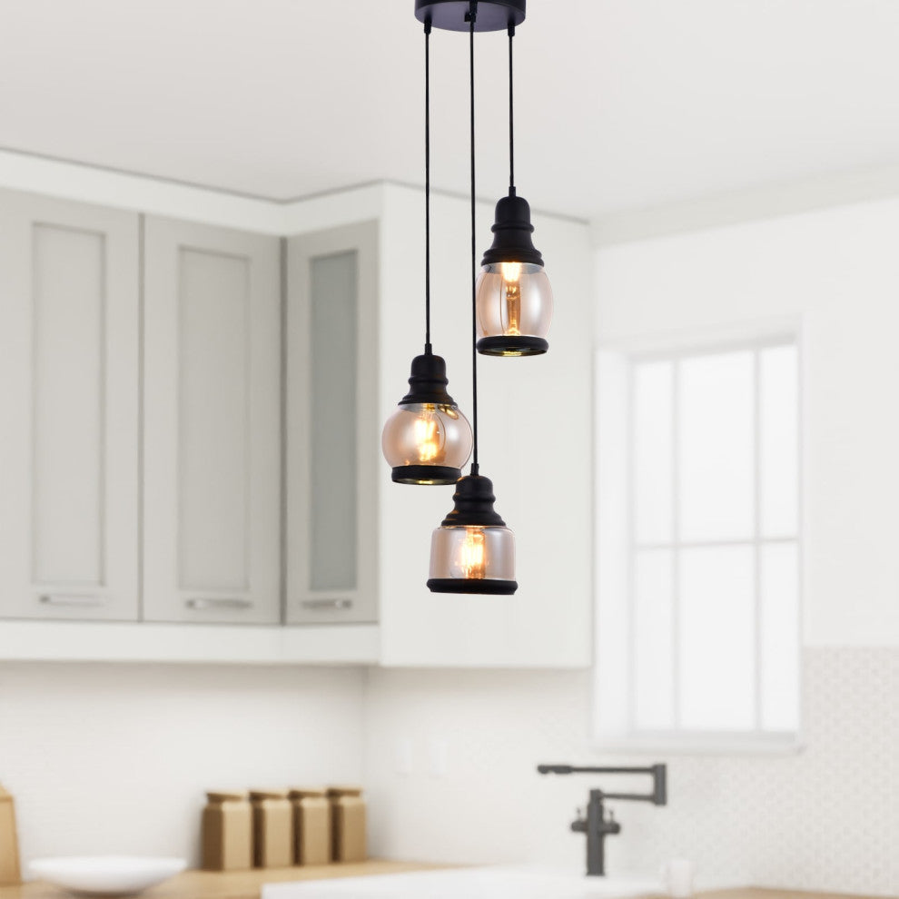 Lazzur Vaige 3 Light 13" Matte Black Pendant
