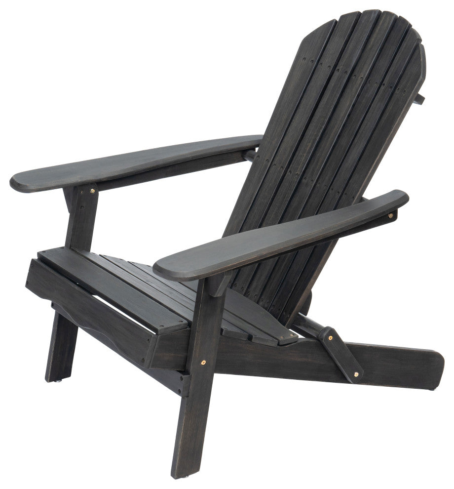 GDF Studio Hillary Dark Gray Acacia Wood Folding Adirondack Chair, Single
