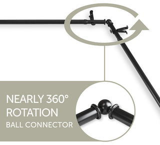 Etched Corner Window Double 13/16" Curtain Rod, Black, 48-84"