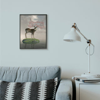 Ocean Elephant Abstract Animal Design, 16"x20", Black Frame