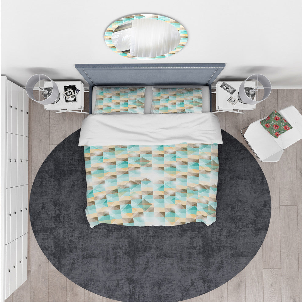 3D Illusion of Geometric Squaresf Abstract Duvet Cover, Twin