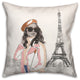 Fashionista In Paris Sketch 18x18 Spun Poly Pillow