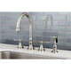 Kingston Brass Widespread Kitchen Faucet With Brass Sprayer, Brushed Nickel