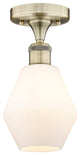 Cindyrella-1 Light 6" Semi-Flush Mount-Antique Brass, Cased Matte White Shade