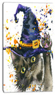 Halloween Cat and Witch Hat, Contemporary Animal Art Canvas, 16"x32"