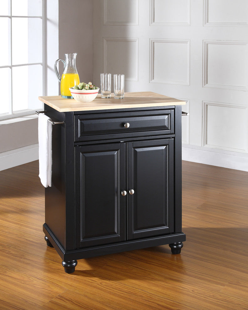 Cambridge Natural Wood Top Portable Kitchen Island