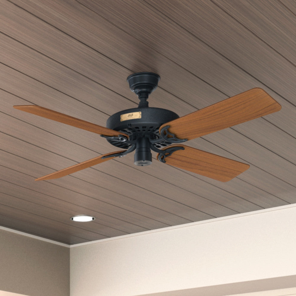 Hunter Fan Company 52" Outdoor Orig Teak Blades Black Ceiling Fan