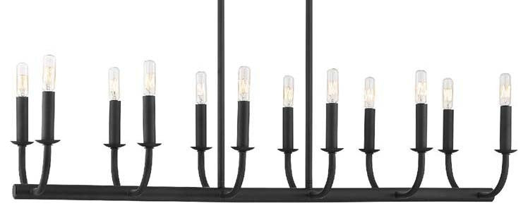 Crystorama Lighting Group BAI-A2112 Bailey 12 Light 42"W Linear - Matte Black