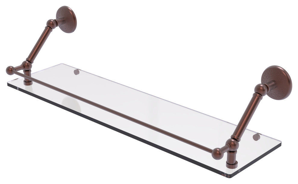 Prestige Monte Carlo 30" Floating Glass Shelf With Rail, Antique Copper