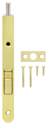 Nuk3y 7" Single Route Flush Bolt Round Corner, Polished Brass