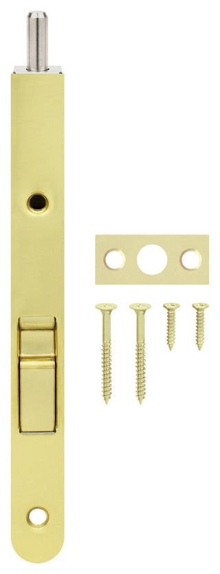 Nuk3y 7" Single Route Flush Bolt Round Corner, Polished Brass