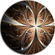 Fractal Flower Brown Black Digital Art, Floral Round Metal Artwork, 11"
