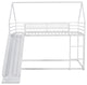 Gewnee Metal Twin Over Twin Bunk Bed House Bed with Slide in White