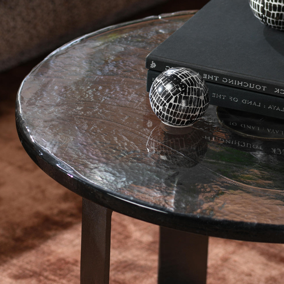 Kosas Home Keith 28" Glass Black Coffee Table