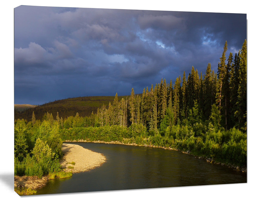 Lake on Alaska under Clouds, Landscape Canvas Art Print, 40"x30"