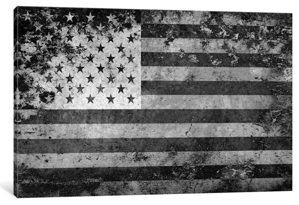"USA "Melting Film" Flag in Black & White" by iCanvas, Canvas Print, 40x26"