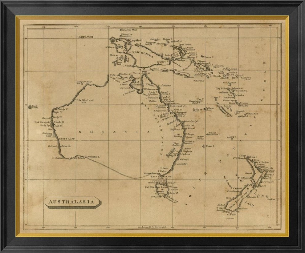"Australasia, 1812" Framed Canvas Giclee by Aaron Arrowsmith, 34x28"