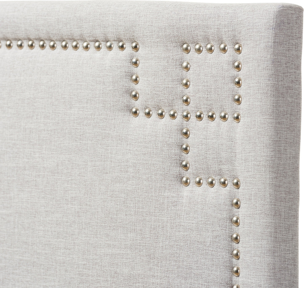 Geneva Modern Grayish Beige Fabric Upholstered Full Size Headboard