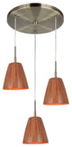 Sorg Bamboo 3-Light Pendant, Brass, 3-Light