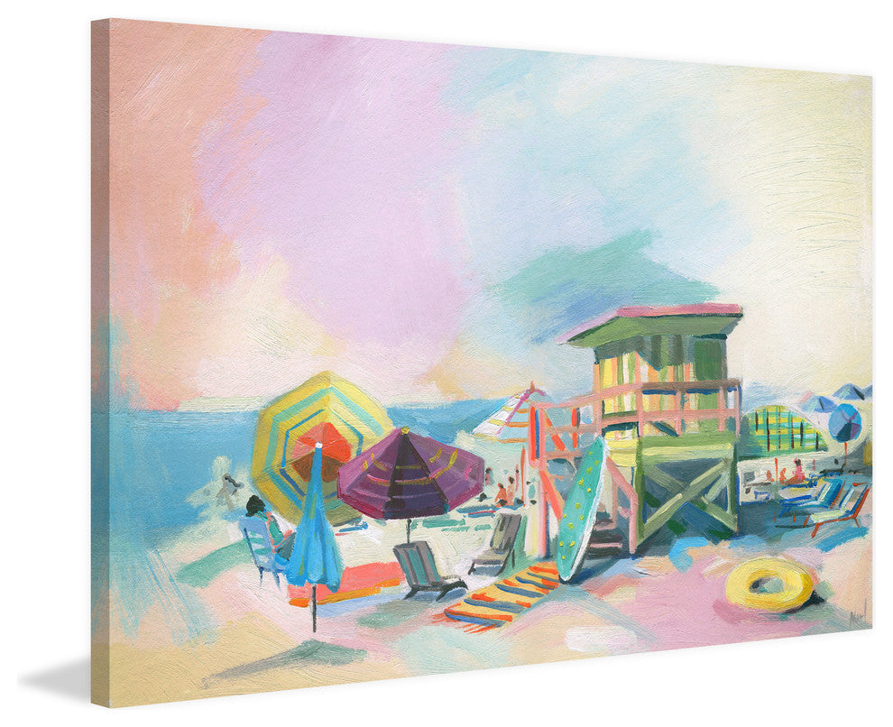 "Beach at Dusk" Painting Print on Wrapped Canvas, 24"x16"