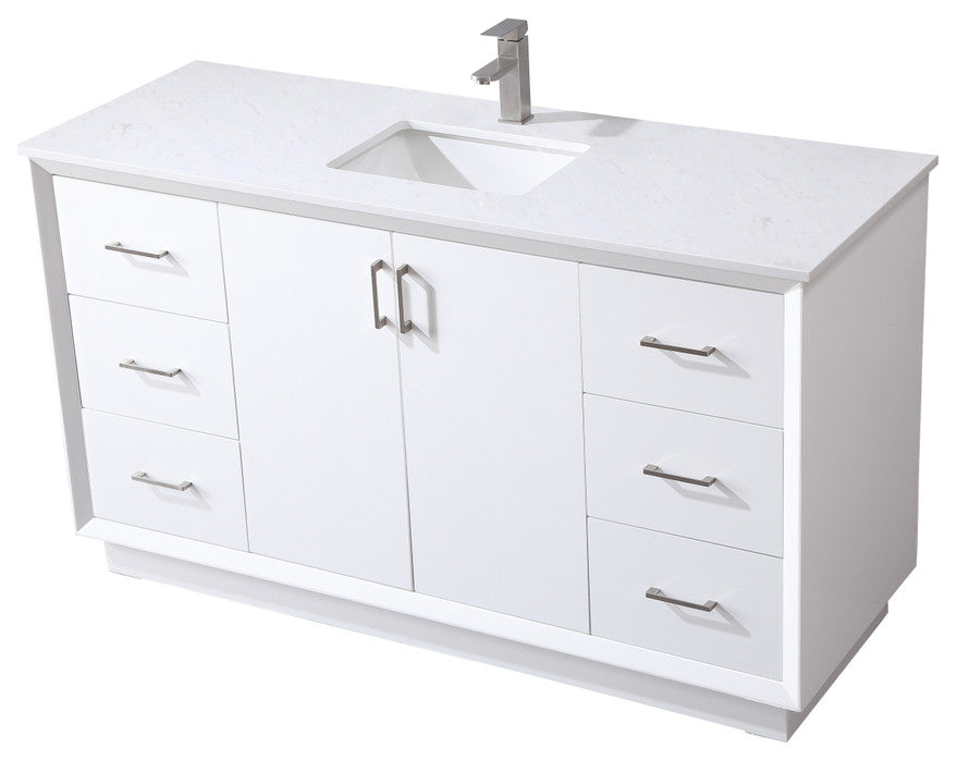 60" SIngle Bathroom Vanity, White