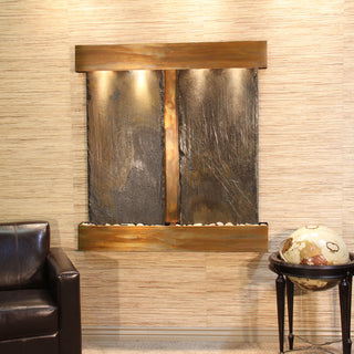 Aspen Falls Water Fountain, Multi-Color Slate, Rustic Copper, Square