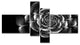 Fractal Silver Rose in Dark, Floral Canvas Art print, 60"x32", 4 panels