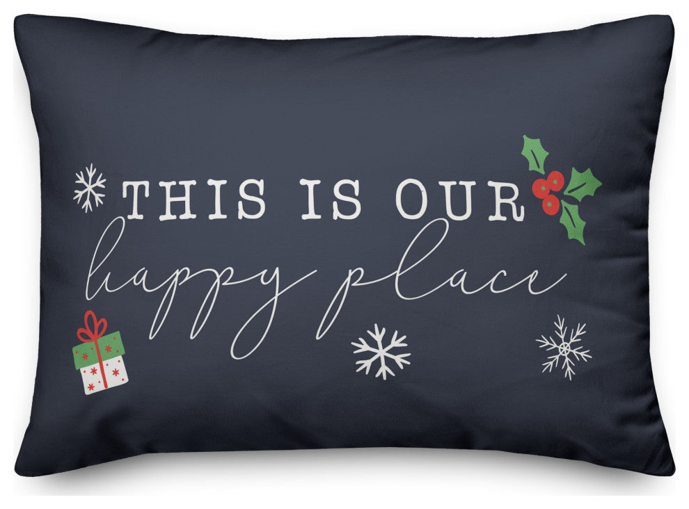 Navy This Is Our Happy Place 20x14 Spun Poly Pillow