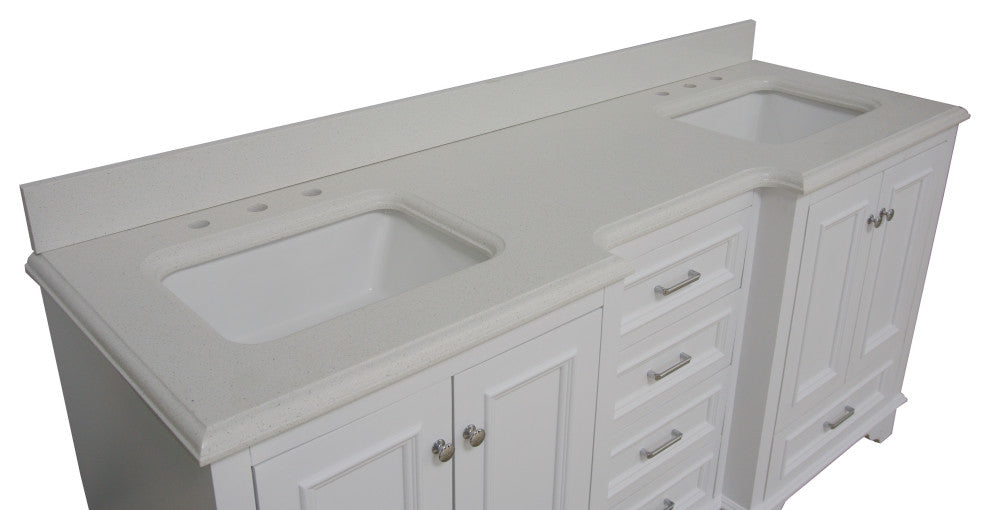Nantucket 72" Double Bath Vanity, White, Quartz