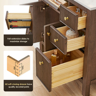 Cerrito Bathroom Vanity, Brown Brushed Oak, 60" Double, With Mirror