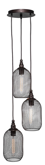 Plexus 3-Light Mini Pendant, Bronze, Amber Antique Bulbs