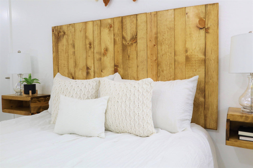 Handcrafted Headboard, Leaner Style, Golden Brown, Twin