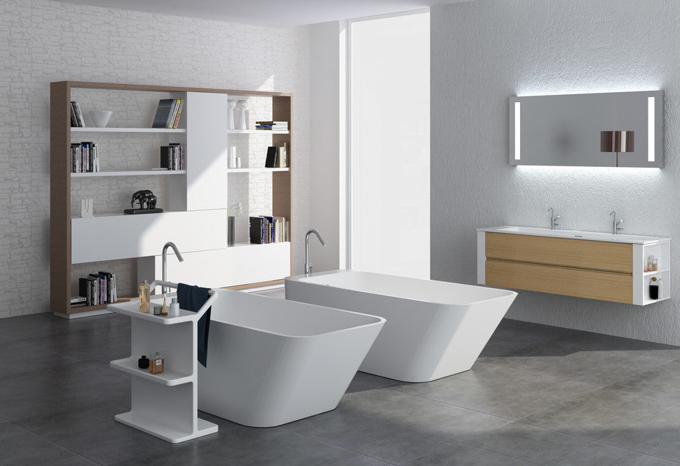 ADM Rectangular Freestanding Bathtub, Glossy White, 70.8"