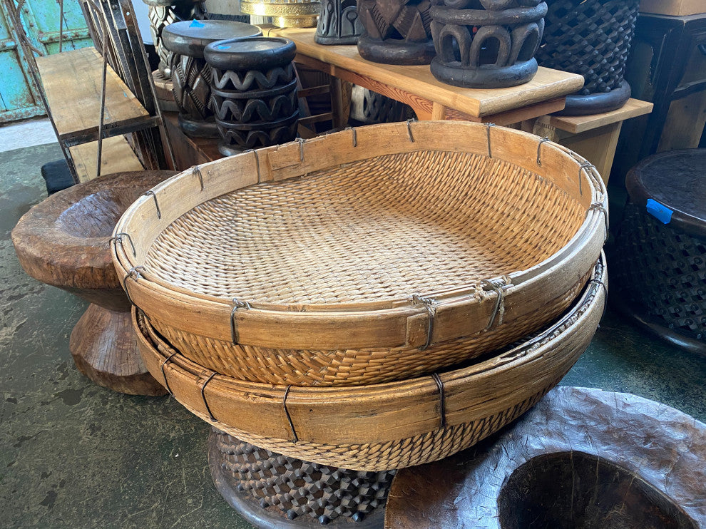 Consigned Jumbo Bamboo Grain Basket