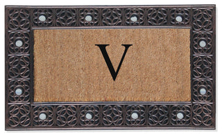 A1HC First Impression Rubber and Coir Decorative Tray Doormat 18"x30", V