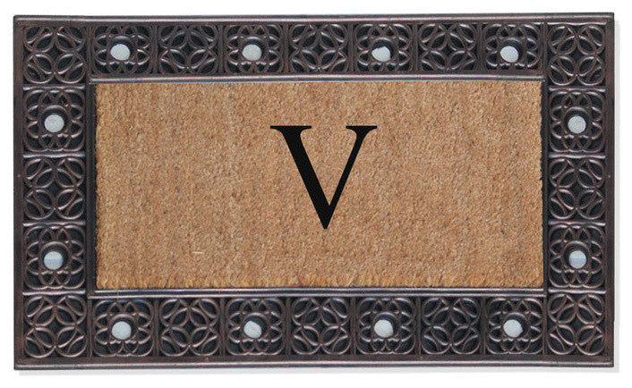 A1HC First Impression Rubber and Coir Decorative Tray Doormat 18"x30", V