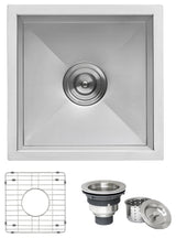 Ruvati RVH7115 15x15" 16 Gauge Zero Raduis Bar Prep Square Kitchen Sink