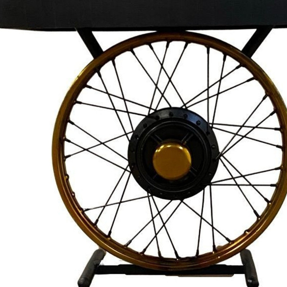 Black and Gold Wheel Accent Table