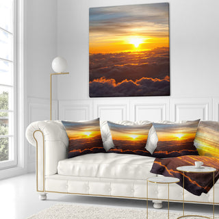 Fantastic Sunset Sky and Clouds Landscape Printed Throw Pillow, 18"x18"