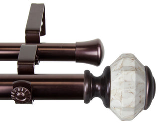 Jade 1" Diameter Double Curtain Rod, Bronze, 160-240"