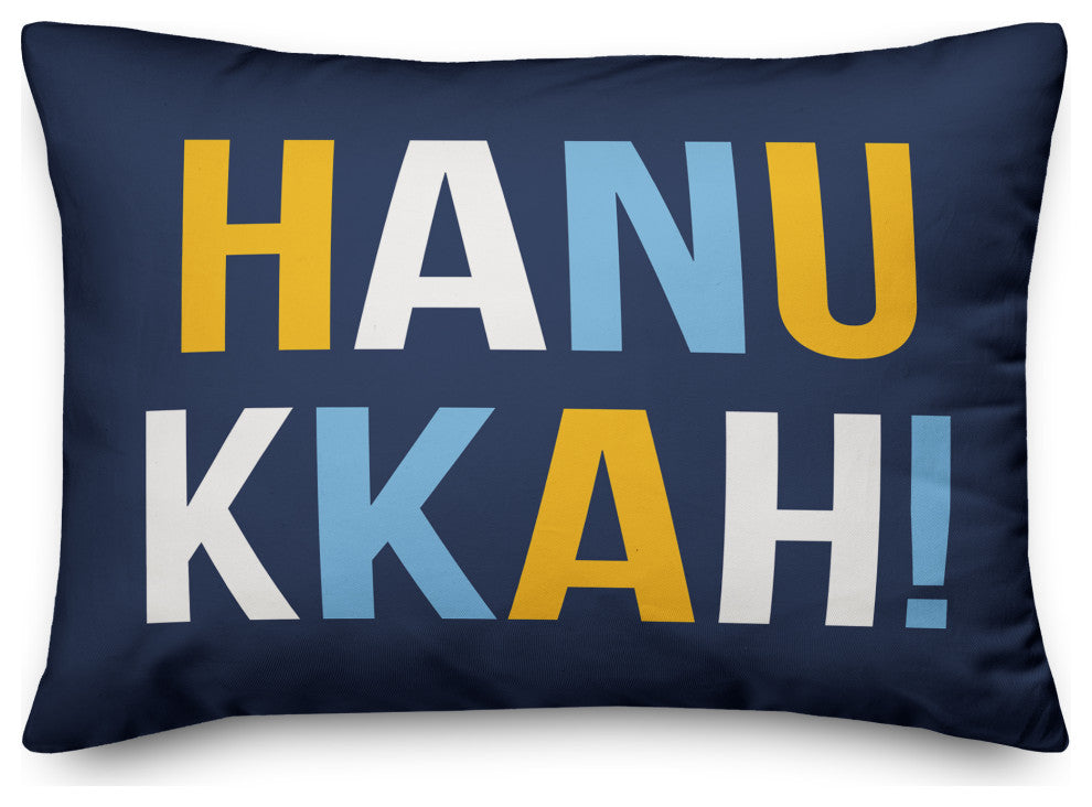 Hanukkah Bold Typography 14"x20" Throw Pillow