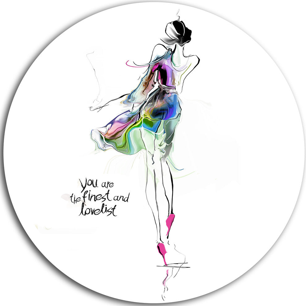 Young Woman Green Purple, Portrait Digital Art Round Wall Art, 11"