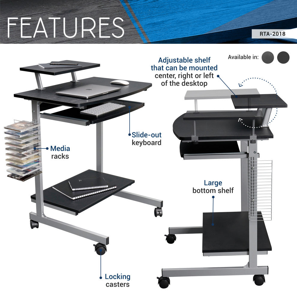Techni Mobili Compact Computer Desk Graphite