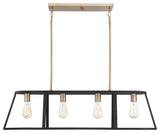 Chassis Four Light Island Pendant, Copper Brushed Brass / Matte Black