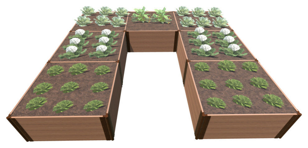 Classic Sienna Walk-In Jumbo U-Shape' 12'x12' 22" Raised Garden Bed, 1" Profile