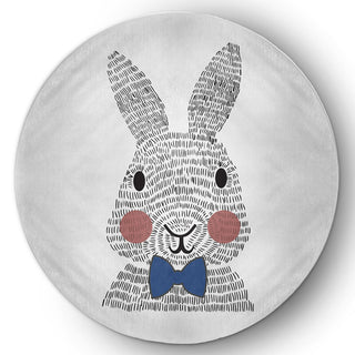 5' Round Bow-tie Bunny Easter Chenille Indoor/Outdoor Rug