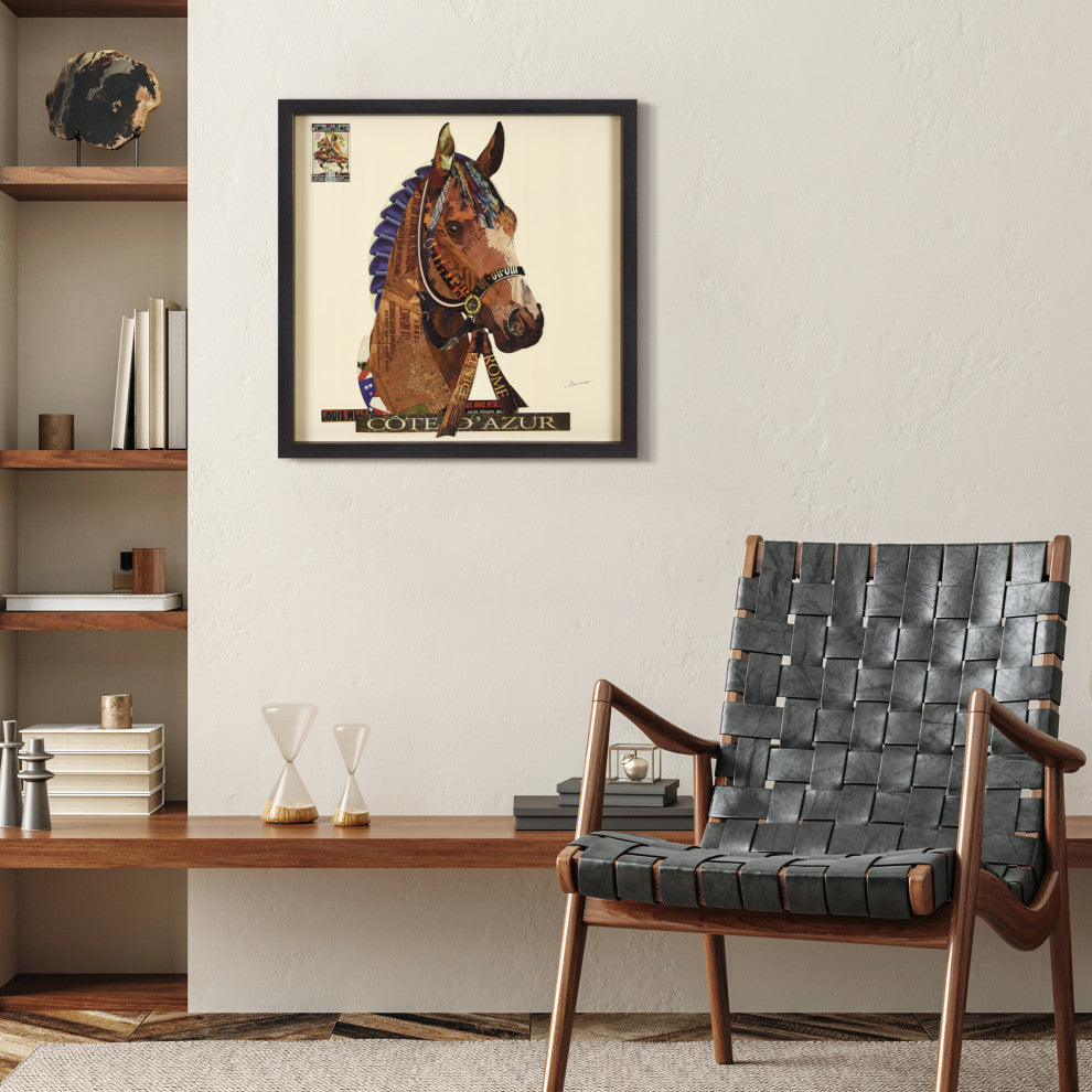 "Graceful Gallop" Dimensional Collage, Under Glass, A Shadow Box Frame