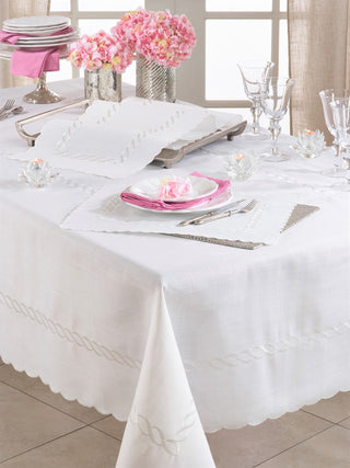 Abigail Collection Embroidered Braid Pattern 14"x20" Placemats, Set of 4